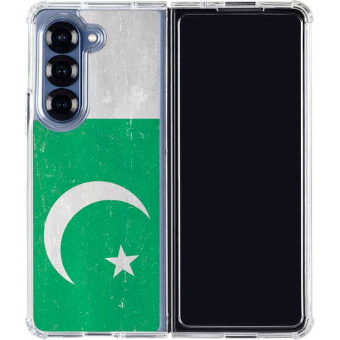 Pakistan Flag Distressed Galaxy Z Fold6 Clear Case